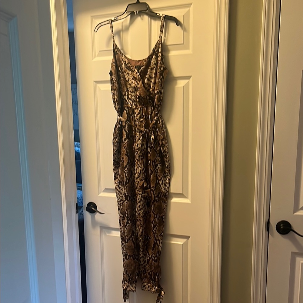 Stylish Brown Snake Print Jumpsuit